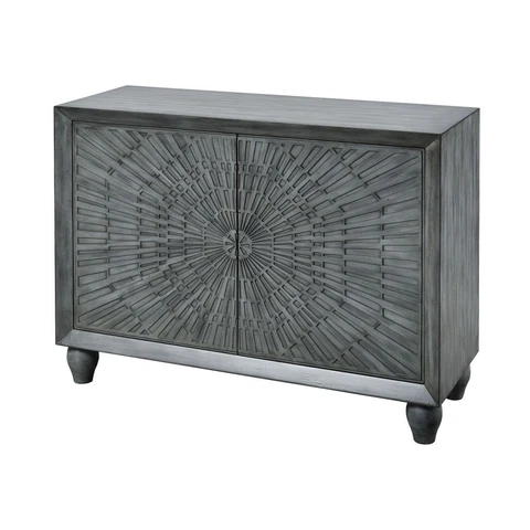 Grey Cabine With Abstract Design Doors Made Of Mdf/Solid Wood In Reclaimed Grey Cover