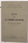 NOTE sur la BOMBE-URANIUM Lt Col Sabatier 1945 TBE Ministère de la Guerre 28 pag