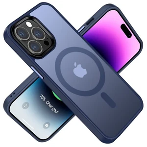 Custodia telefono magnetica rigida traslucida per iPhone 14 Pro compatibile con Magsafe - Foto 1 di 16