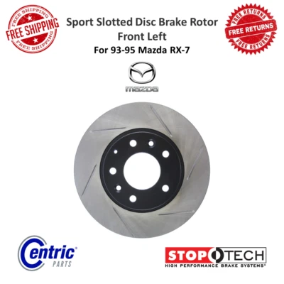StopTech Sport Slotted Disc Brake Rotor Front Left E-Coated For 93-95 Mazda RX-7 - Image 1 of 4