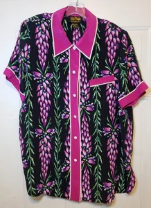Ladies BOB MACKIE Wearable Art Short Slv SILK Blouse Top, Plus 1X - Picture 1 of 1