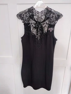 Lipsy Black Lace Cut Out Dress - UK Size 12 - BNWT - RRP £60 - Picture 1 of 6