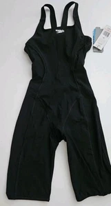 Speedo Swimsuit Womens 28 Power Plus Full Body Black One Piece Swim Shorts - Picture 1 of 5