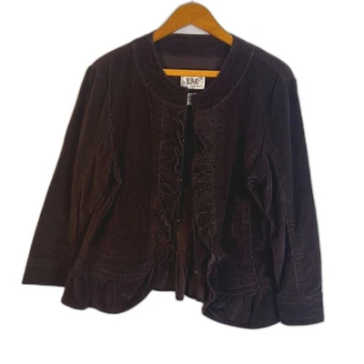 Chaqueta informal ligera con volantes delanteros de pana LAL Live a Little talla mediana Foto 1 de 4