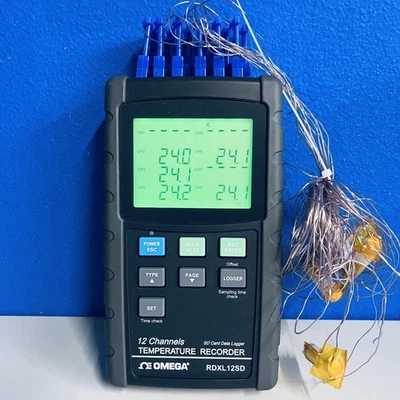 Omega RDXL12SD 12-Channel Temperature Recorder Data Logger w/ Thermocouple Probe - Image 1 of 4