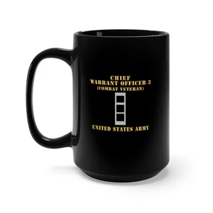Tazza Nera 15oz - Esercito - Chief Warrant Officer 3 - CW03 - Veterano di Combattimento - Piatto - - Foto 1 di 2