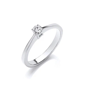 9ct White Gold Round Cut 0.15 Carat Diamond Ring, Ring Sizes J to Q (390) - Picture 1 of 1