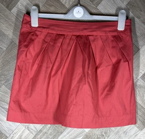 Ladies Tom Joules Marisol Coral Red/Orange Pleated Cotton Mini Skirt Size 12 - Picture 1 of 14