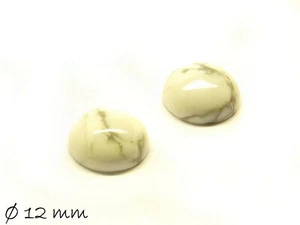 2 Stk. weißer Howlith Cabochons zum Einkleben in Fassungen, Ø 12 mm - Picture 1 of 1