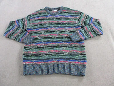 Zara Sweater Mens Large Multicolor Colorful Knit Textured Crew Striped Jacquard - Image 1 of 4