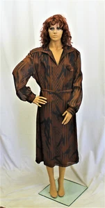 Charlet Da. Kleid Lang Arm  30 Grad waschbar mit Gürtel braungemustert Gr. 46 - Bild 1 von 4