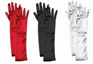 RED BLACK WHITE LONG SATIN GLOVES FLAPPER 1920S MOLL GREAT GATSBY CHARLESTON - Picture 1 of 4