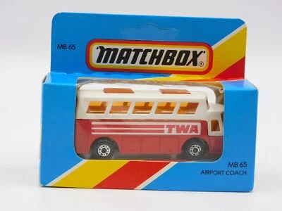 Matchbox Superfast TWA airport bus coach 80s MB-65 in BLUE BOX England - Immagine 1 di 3
