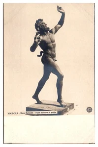 ANTQ RPPC Napoli Museo Nazionale, Fauno danzante di profilo, Statue, Kunst - Italien - Bild 1 von 2