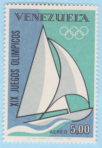 1968 SAILBOAT STAMP VENEZUELA SINGLE UNUSED POSTAGE OLYMPICS MEXICO MNH Cover