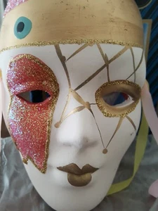 Sorrento Mask Collection CERAMIC HANDPAINTED MASK Mardi Gras Venetian 5.25X 3.6" - Picture 1 of 11