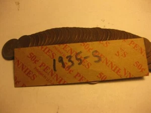 1 roll (50 coins) 1935-S Lincoln cents/ Avg. Cir's - Picture 1 of 3