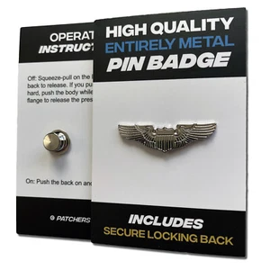 Pilot Wings High Quality All Metal Pin Badge with Secure Locking Back - Picture 1 of 2
