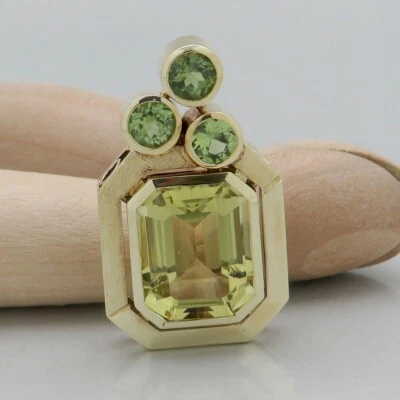 Anhänger für Bajonett Verschlüsse mit Peridot Besatz in 585/14K Gelbgold - Bild 1 von 4