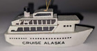 Croisière Alaska carte postale bois bateau expédition souvenir ornement de Noël RARE vintage