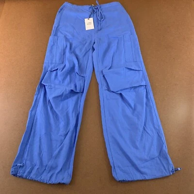 Love Tree Womens Size Medium Blue Linen Blend Straight Leg Cargo Pants NWT - Image 1 of 4