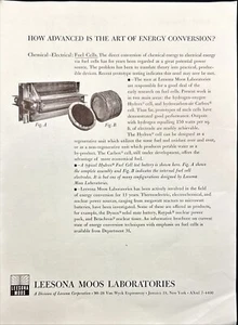Leesona Moos Laboratories Fuel Cells Vintage Print Ad 1961 - Picture 1 of 6