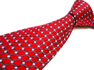 New IKE BEHAR Tie. Beautifully Woven Silk. Lipstick Red, Made in USA - Picture 1 of 13