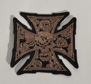 Iron Cross Patch Patch Brush Cobper Iron On Badge Iron Cross Skulls - Imagen 1 de 1