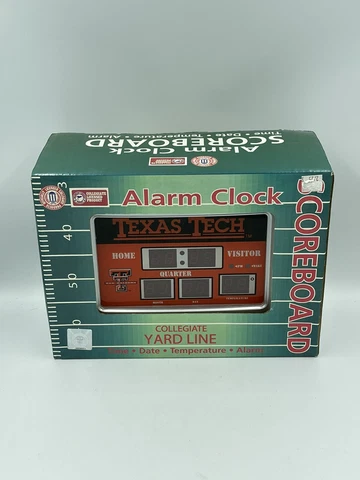 Texas Tech Alarm Clock Football Scoreboard Thermometer 6.5” X 9” Yard Line Cover