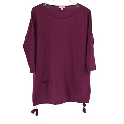 Suéter LILLY PULITZER Mujer Talla Pequeña Shiraz Elba Coolmax Suéter Borla Granate Foto 1 de 4
