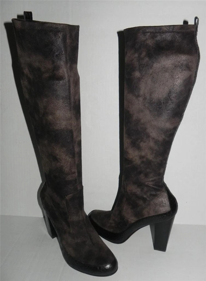 Donald Pliner Chenia Taupe Brown Alligator Croc Suede Knee High Boots 10 - Image 1 of 1