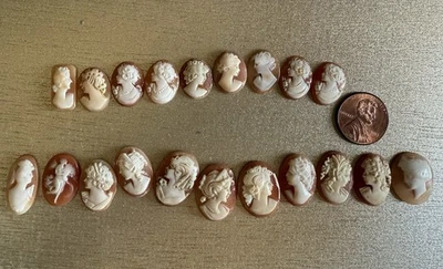 Lot of 20 Small Antique VICTORIAN Carved Shell Cameos – Bracelets Rings Earrings - Image 1 of 4