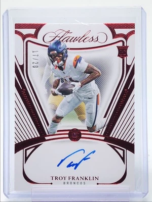 TROY FRANKLIN 2024 FLAWLESS RUBY GEM ROOKIE SIGNATURE SSP RC AUTO /20 Q4274 - Image 1 of 2