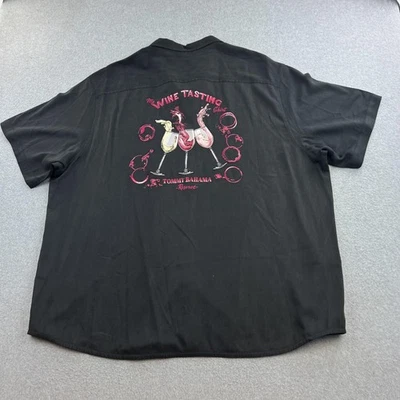 Camisa Tommy Bahama Para Hombres 3XL Negra Botón Frontal Cata de Vinos Gráfico Bordado Foto 1 de 4