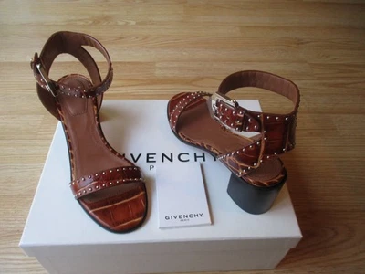 $675 Givenchy Elegante Tacón 60 Sandalias Cocodrilo Tachonado Marrón Talla 37 EE. UU. 7 NUEVAS EN CAJA Foto 1 de 4