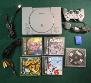 Sony PlayStation PS1 One Gray USA Console Bundle w 5 Games + Cables + Controller - Picture 1 of 15