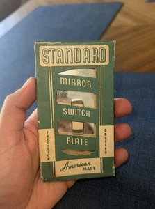RARE Vintage MCM Standard Mirror Glass Light Switch Plate NOS 1960s - Picture 1 of 2