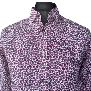 TED BAKER Shirt Mens Size 3 Fits as MEDIUM (38") Long Sleeve Floral Linen Mix - Picture 1 of 12