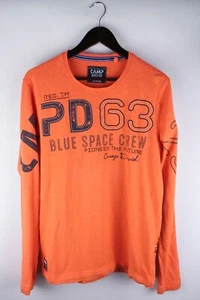 Camp David Men T-Shirt Long Sleeves Casual Orange Cotton Pullover size M - Picture 1 of 8