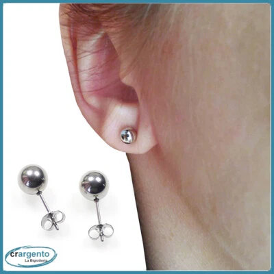 orecchini acciaio donna inox lobo a pallina con sfera piccoli perno da in . - Immagine 1 di 4