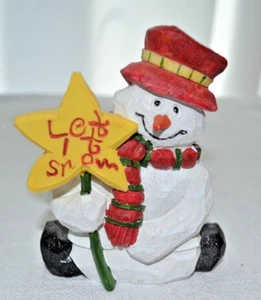 Vintage HOMCO 5 inch Wooden Let it Snow Snowman - Picture 1 of 12
