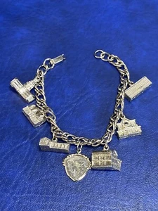 Vintage Tourist silberfarbenes 7 Bettelarmband Kapitol Gebäude & Wahrzeichen Strukturen - Bild 1 von 15