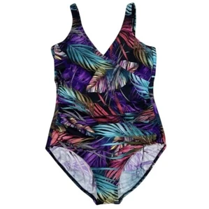 Miradonna by Miraclesuit Womens One Piece Swimsuit Bahama Print Tropical Size 16 - Picture 1 of 5