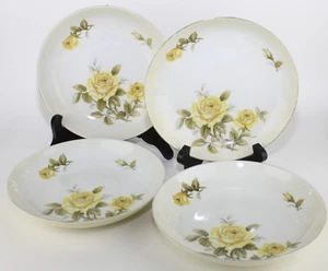Coupe Soup Bowl Yellow Rose Pattern by Harmony House China made in Japan Set 4 - Picture 1 of 10