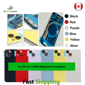 Coque de porte arrière pour iPhone 14 avec aimants, cadre et petites pièces verre de remplacement - Photo 1 sur 1