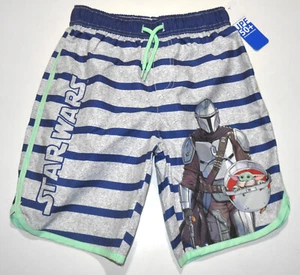 Star Wars Boys Size 7 Swim Shorts Madalorian & The Child Grogu Quick Dry UPF 50+ - Picture 1 of 7