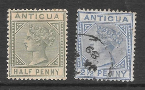 ANTIGUA 1882-1887. Sc #12 & 14. Sg #21 & 27. Queen Victoria Definitives. MH/Used - Picture 1 of 2