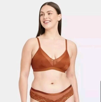 Malha feminina Auden com tiras Bralette marrom tamanho pequeno nova com etiquetas - Imagem 1 de 4