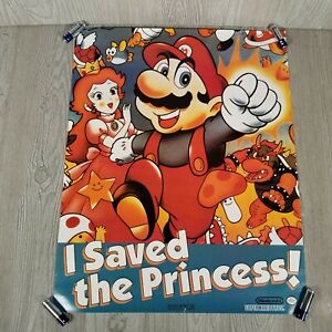 1990 Super Mario Bros Poster "I Saved the Princess" 20x16 Very Rare Hard to Find