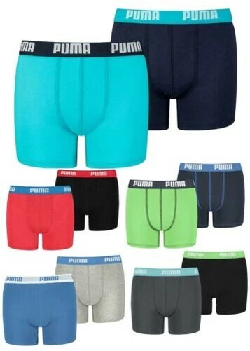 2 Paia Di Puma Ragazzi Misto Cotone Tinta Unita Boxer Corti Slip - Immagine 1 di 1